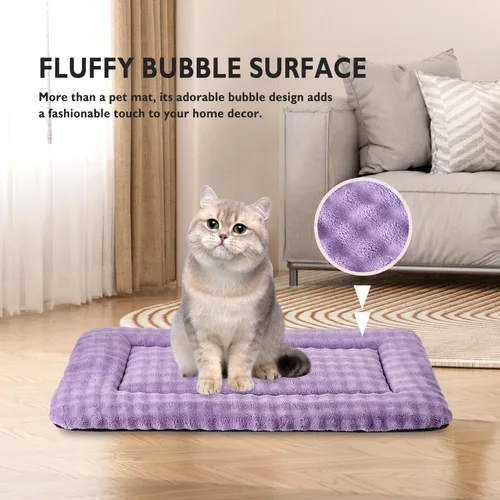 Miniatura 4 de Tapete de cama para mascotas, para gatos y perros pequeños, lavable y suave para mascotas, tapete para dormir con patrón de burbujas 3D, morado