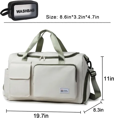 Miniatura 161 de Pequeña bolsa de gimnasio para mujer, bolsa de viaje con compartimento para zapatos