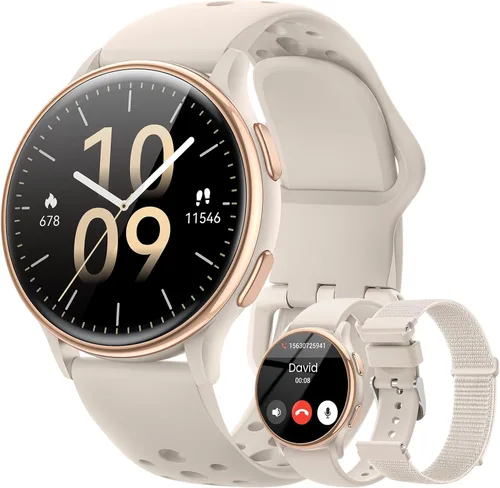 Relojes inteligentes para mujer (respuestahacer llamadas), monitor de actividad de pantalla AMOLED de 1.27 pulgadas con monitor de frecuencia