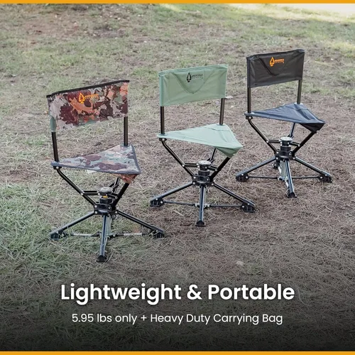 Miniatura 6 de ARROWHEAD OUTDOOR Silla de Caza Giratoria de 360°, Perfecta para Ciegos, Sin Pies que Hundan, Soporta hasta 450lbs, Estuche de Transporte, Marco