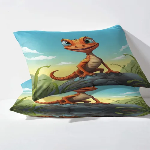 Miniatura 3 de Lizard Sheets - Juego de sábanas de 3 piezas de diseño de animales de dibujos animados, juego de sábanas y fundas de almohada de microfibra suave