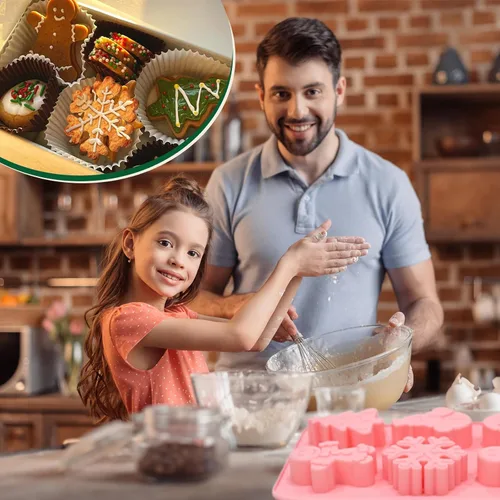 Miniatura 5 de 2 PCS Moldes de Silicona para Hornear de Navidad, Moldes de Silicona de Árbol de Navidad para Fiestas Navideñas, Moldes de Jabón y Dulces, Árbol