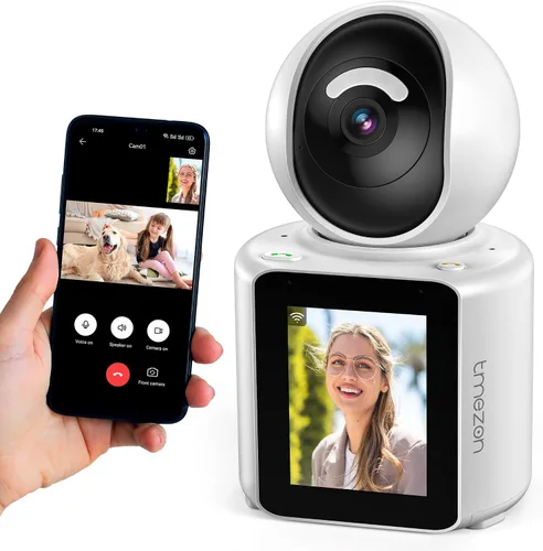 TMEZON Cámara de Video para Mascotas Perros Interior Cámara de Seguridad Inalámbrica Bidireccional Monitor 1080P con Aplicación de Teléfono y