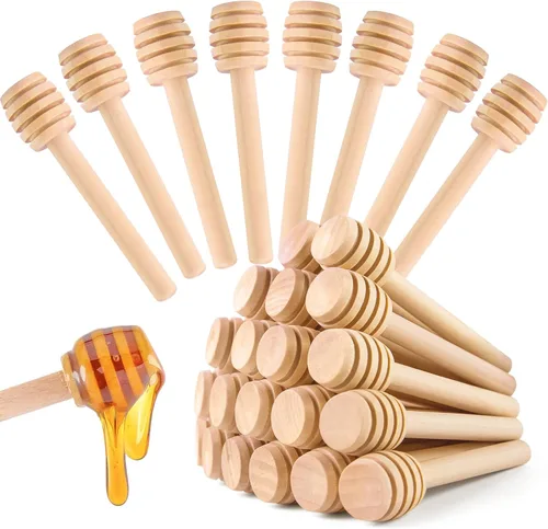 HANSGO Palitos de madera para la miel, paquete de 20 mini agitadores de miel de 3 pulgadas para frascos dispensar y rociar, varita de madera natural