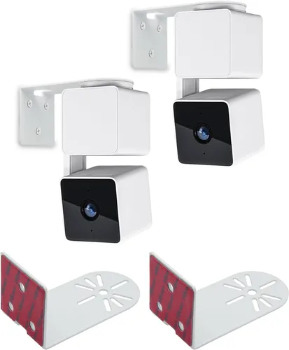 Haoyou Soporte de pared de metal para Wyze Cam Pan V3/V4 Wyze Cam V4/V3 adhesivo sin taladrar instalación en interiores y exteriores (paquete de 2