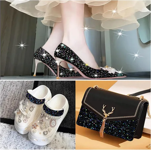 Miniatura 5 de Cinta autoadhesiva de resina negra con diamantes de imitación, 4 yardas, cinta de cristal brillante aplicable a bodas, cumpleaños, Navidad, fiestas