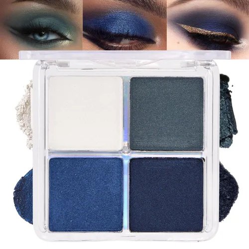 Miniatura 23 de evpct Paleta cuádruple de sombras de ojos marrón nude, brillante nude champán, dorado, marrón, cacao, brillantina, metálico, mate, alto pigmento
