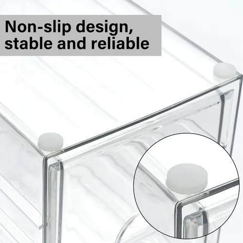 Miniatura 5 de Prsildan - Organizador de cajones acrílico para maquillaje con 3 cajones, almacenamiento transparente apilable para biberones, manualidades, joyas
