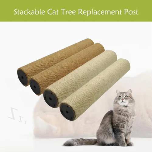 Miniatura 7 de 4 piezas de repuesto de poste rascador de gato para interiores de 15.7 x 3.1 pulgadas, piezas de repuesto de árbol de gato, sisal natural, poste