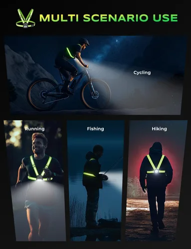 Miniatura 8 de Viccux 500LM Luces de correr de alta visibilidad para corredores, haz ajustable de 45° y chaleco reflectante de 360°, luz de chaleco para correr