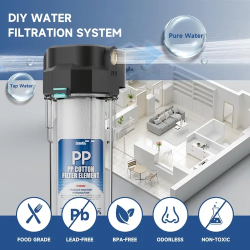 Miniatura 4 de Carcasa de filtro de agua para toda la casa de acero inoxidable 304, se ajusta a filtros de sedimentos de 10 x 2.5 pulgadas, etc. para agua de pozos