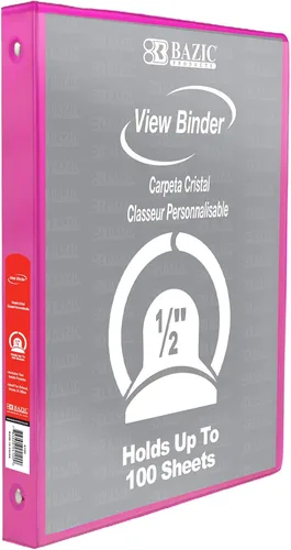 Miniatura 27 de BAZIC Products Carpeta organizadora de 3 anillas de 1/2 pulgada con vista económica, color negro, anillo redondo, capacidad para 100 hojas de papel
