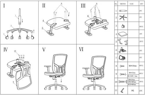 Miniatura 4 de Silla de oficina ergonómica de malla multifunción con soporte lumbar, reposabrazos ajustable (reposacabezas, negro-blanco)