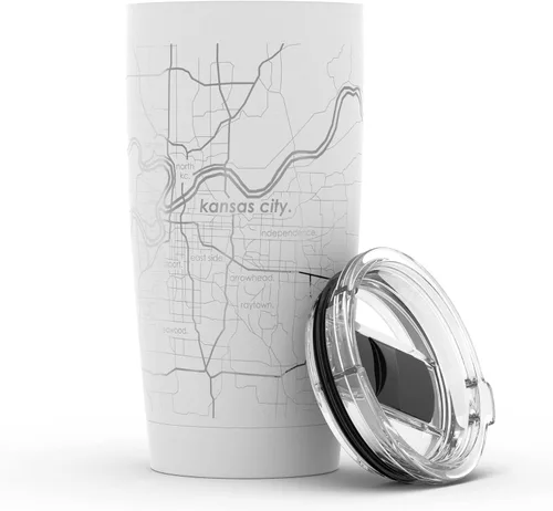Miniatura 8 de Well Told Vaso de café aislado con diseño grabado de mapa de Atlanta Georgia, taza de acero inoxidable grabada (20 onzas, negro) con diseño de mapa