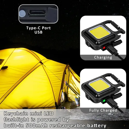 Miniatura 7 de MAKDAK COB Linterna Recargable de Llavero 2Pack, Luz de Trabajo LED Super Brillante de Alto Lúmen con Imán, Clip, Abrebotellas para Paseos