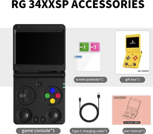 Miniatura 8 de RG34XXSP - Consola de juegos de mano retro RG34XX SP consola de juegos retro con 64G precargados más de 5000 juegos, batería de 3300 mAh, soporte