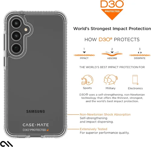 Miniatura 7 de Case-Mate Funda transparente resistente para Samsung Galaxy S23 FE 5G [protección contra caídas D3O de 16 pies] [compatible con carga inalámbrica]