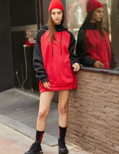 Miniatura 2 de Sudadera con manga larga estilo raglán en contraste, con forro polar, con capucha y bolsillo tipo canguro, para hombre