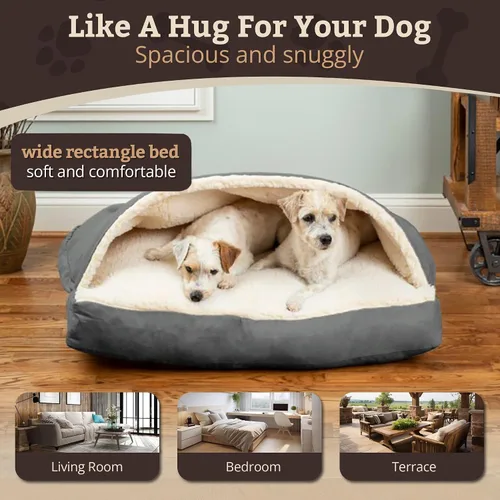 Miniatura 4 de Snoozer Pet Products Cama de lujo para perros estilo cueva rectangular con microserraje, pequeña, antracita