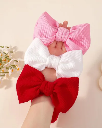 Miniatura 6 de jollybows 3 diademas con lazos para bebé, de nailon suave, para recién nacidos, niños pequeños, lindos lazos anchos y accesorios para el cabello