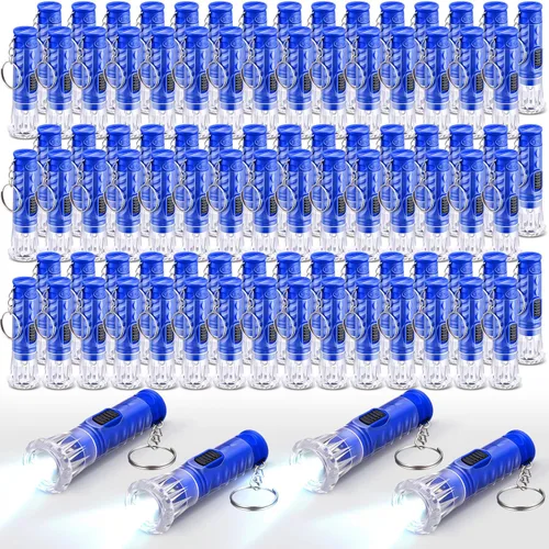 Miniatura 11 de Jexine 100 piezas Mini Linterna Llavero A granel Colores Surtidos Antorcha Llavero Linternas LED Llavero Pequeño Luz de Linterna para Senderismo