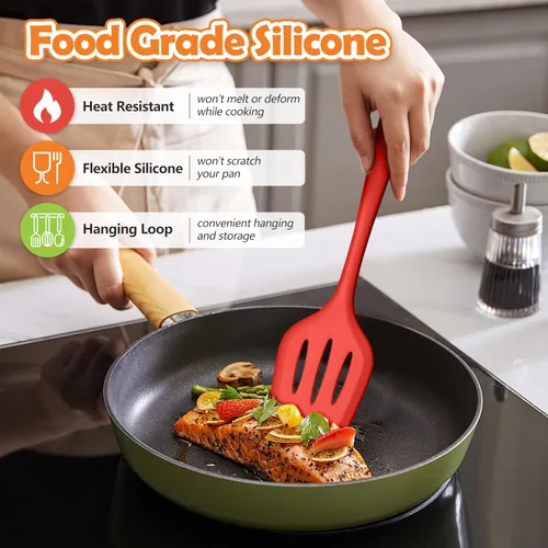 Miniatura 3 de LIANYU Juego de 14 utensilios de cocina con soporte, juego de utensilios de cocina de silicona, herramientas de cocina resistentes al calor, incluye