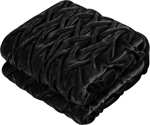 Miniatura 3 de Chic Home BCS03140-AN Naama - Juego de edredón de 3 piezas ultra afelpado de micro visón, con pliegues cruzados, ropa de cama con forro sherpa, Negro