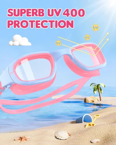 Miniatura 2 de Kids Swim Goggles, Swimming Goggles for Kids 6-14, Anti-Fog UV Protection Pool Glasses for Boys Girls Children Rosa azul+azul púrpura+azul marino