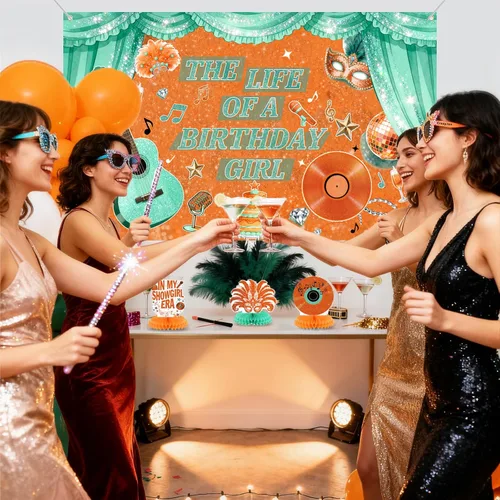 Miniatura 7 de Decoraciones para fiesta de cumpleaños de niña en My Showgirl Era, telón de fondo para fiesta de cumpleaños de Showgirl, decoración de fiesta