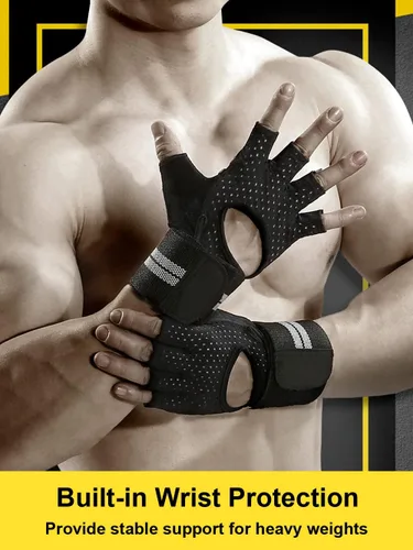 Miniatura 2 de SUJAYU Guantes de gimnasio para levantamiento de pesas para hombres y mujeres, guantes de entrenamiento transpirables, guantes de ejercicio