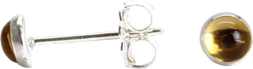Miniatura 6 de Aretes de tuerca con piedras preciosas para mujeres y niñas, bisel redondo de 0.157 in de plata esterlina 925