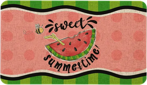 Miniatura 8 de Roszwtit Tapete de verano de 30 x 17 pulgadas, tapete de bienvenida de verano para interiores y exteriores, tapete antideslizante de goma