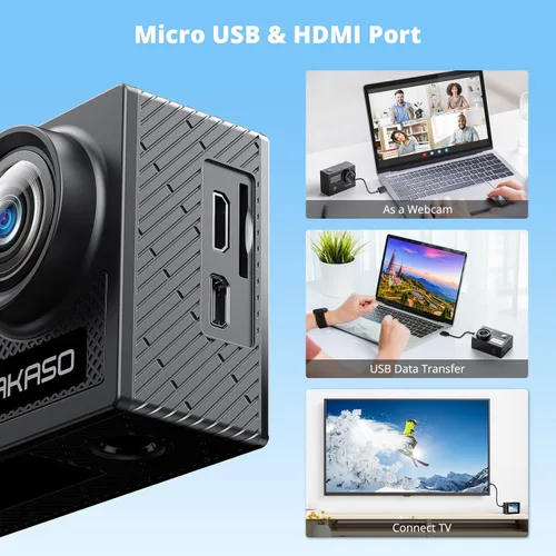 Miniatura 4 de Cámara de acción AKASO Brave 4 4K 30fps Ultra HD WiFi para deportes con FOV de 170°, estabilización de imagen, cámara sumergible impermeable a 131