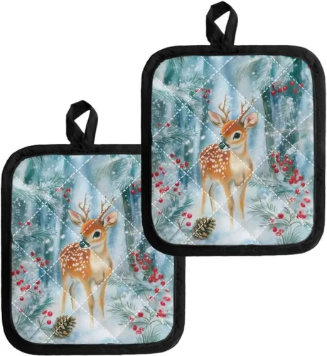 Miniatura 26 de Juego de soportes para macetas de flores rojas de pollo blanco y negro, resistentes al calor, almohadillas calientes para horno, antideslizantes