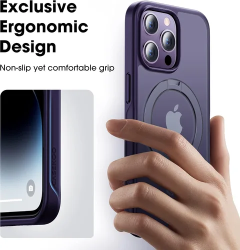 Miniatura 5 de CASEKOO- Funda para iPhone 14 Pro Max, c/soporte magnético invisible [protecc. militar contra caídas] [compatible c/MagSafe], a prueba de impactos