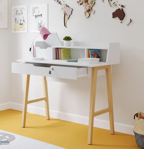 Miniatura 8 de Crafts and Comfort - Escritorio Pequeño Roma de Diseño Moderno para Dormitorio, Escritorio de Escritura Rosa de 40 Pulgadas con Estante Superior