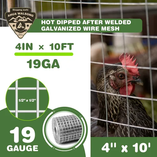 Miniatura 2 de Tela de hardware de 1/2 pulgadas, 4 pulgadas x 10 pies, 19GA, galvanizado en caliente después de la soldadura, malla de alambre de pollo, valla