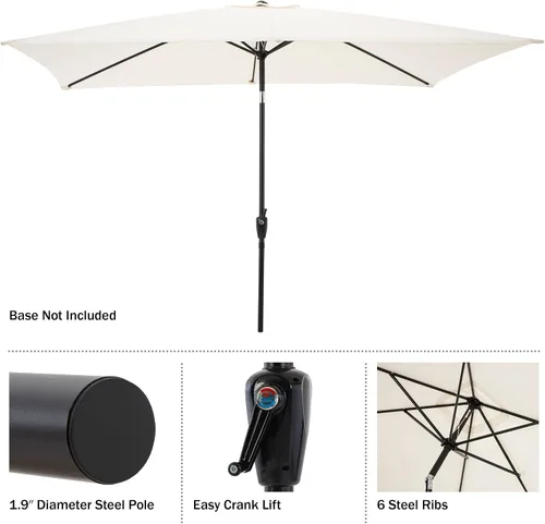 Miniatura 4 de Rectangular Patio Umbrella - 10ft Easy Crank Sun Shade with Push Button Tilt for Outdoor Furniture, Deck, Yard, or Pool by Pure Garden