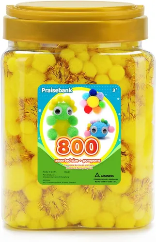 Miniatura 26 de Praisebank 300 pompones de 1 pulgada para artes y manualidades, manualidades en tarro