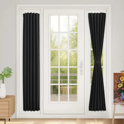 Miniatura 62 de Vatge - Cortinas autoadhesivas para puerta francesa, tratamiento de ventana con filtro de luz sin varillas ni perforaciones para puertas de cristal