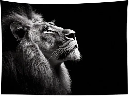 Miniatura 4 de LB Tapiz de león con animales salvajes, león africano, blanco y negro, gris, para colgar en la pared, dormitorio, sala de estar, dormitorio, arte