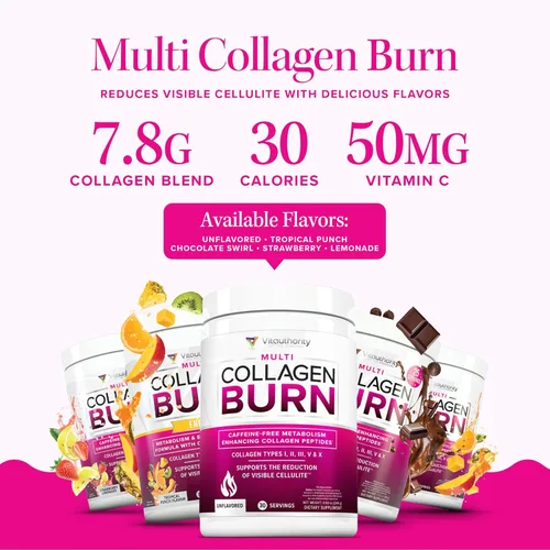 Miniatura 6 de Vitauthority Multi Collagen Burn Energy: Péptidos de proteína hidrolizados con ácido hialurónico y creatina monohidrato en polvo para mujeres