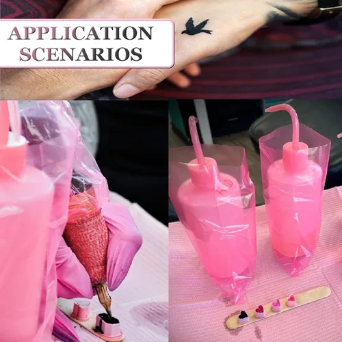 Miniatura 6 de Bolsas para botellas de lavado de tatuajes, 250 unidades, bolsas para botellas de tatuaje, bolsas de plástico para botellas de lavado, suministros