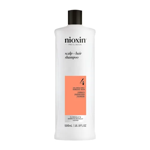 Nioxin System 4 Champú Espesante para Cuero Cabelludo + Cabello para Cabello Teñido, Seco y Dañado con Adelgazamiento Progresivo | Mantiene el Color