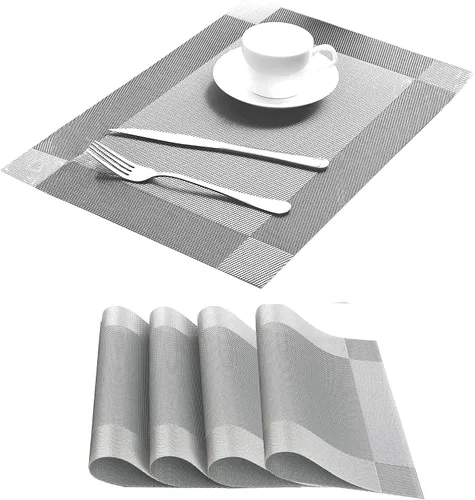 Miniatura 11 de Manteles individuales para mesa de comedor, juego de 6 unidades, resistentes al calor, antideslizantes, de vinilo para cocina y comedor, 18" * 12