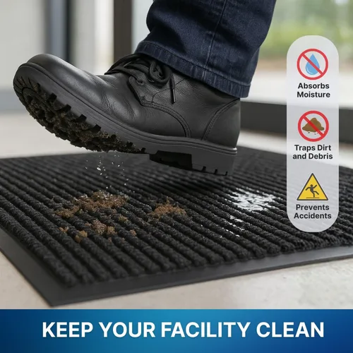 Miniatura 5 de Consolidated Plastics Tapete para secar con cepillo - Hecho en EE. UU., alfombra resistente para puerta comercial para entradas de Marrón