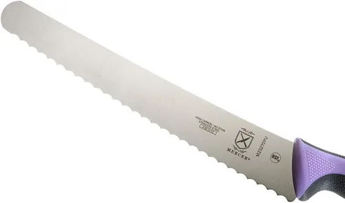 Miniatura 3 de Mercer Culinary Millennia Cuchillería con Mango de Color - Cuchillo para Pan de 10" (Borde Ondulado Ancho) Morado