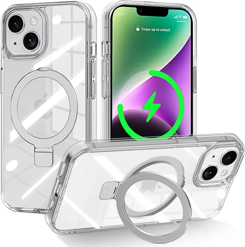 Miniatura 58 de CHAOFEnG Funda magnética compatible con iPhone 11 con soporte, prueba de caídas de grado militar, compatible con imán, anillo translúcido, parte