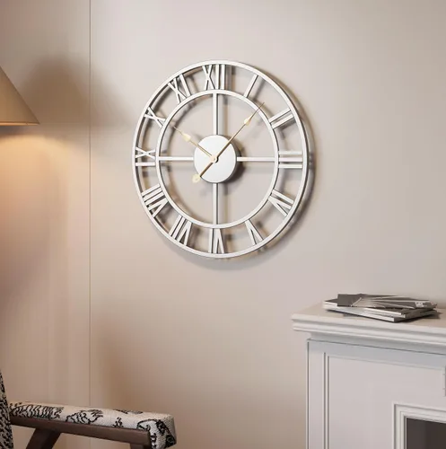 Miniatura 32 de Reloj de pared negro de 16 pulgadas decorativo, moderno reloj de metal para sala de estar, funciona con pilas, silencioso, sin tictac, números