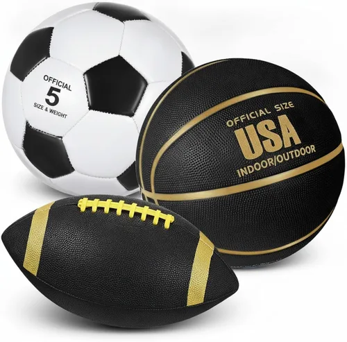 Miniatura 7 de Sratte Juego de 3 pelotas deportivas para adolescentes y adultos, incluyendo tamaño oficial, fútbol, baloncesto, fútbol con bomba y bolsa
